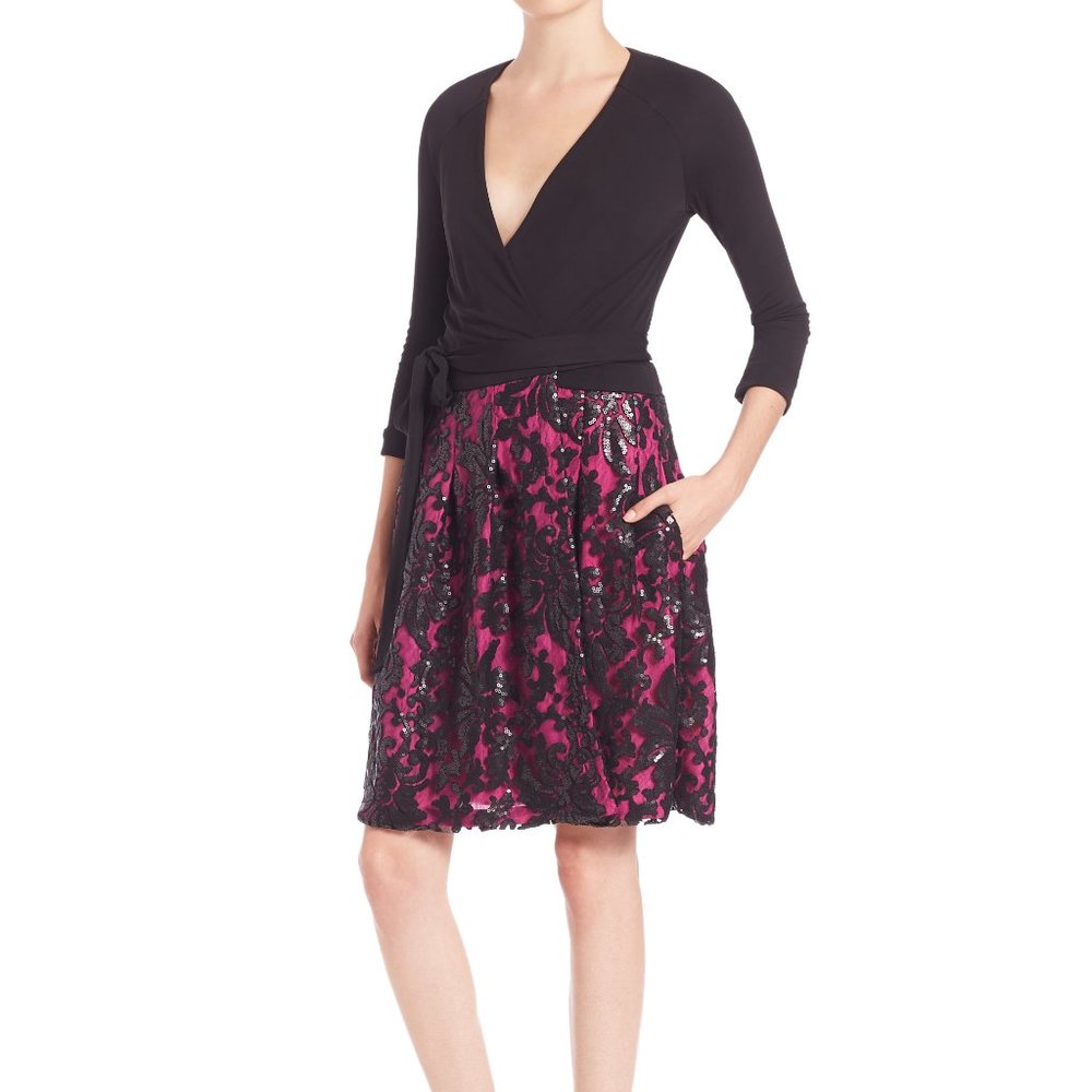 NWT-  DVF Jewel Embellished Wrap Dres